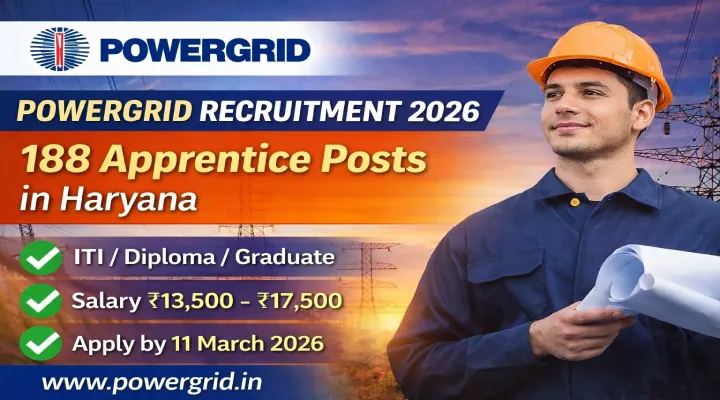 POWERGRID Recruitment 2026 for 188 Apprentice Posts